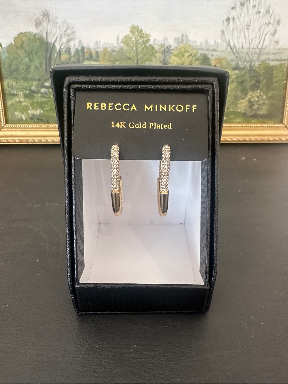NEW Rebecca Minkoff Gold-Plated Pavé Hoop Earrings - Gold Elegant Workwear